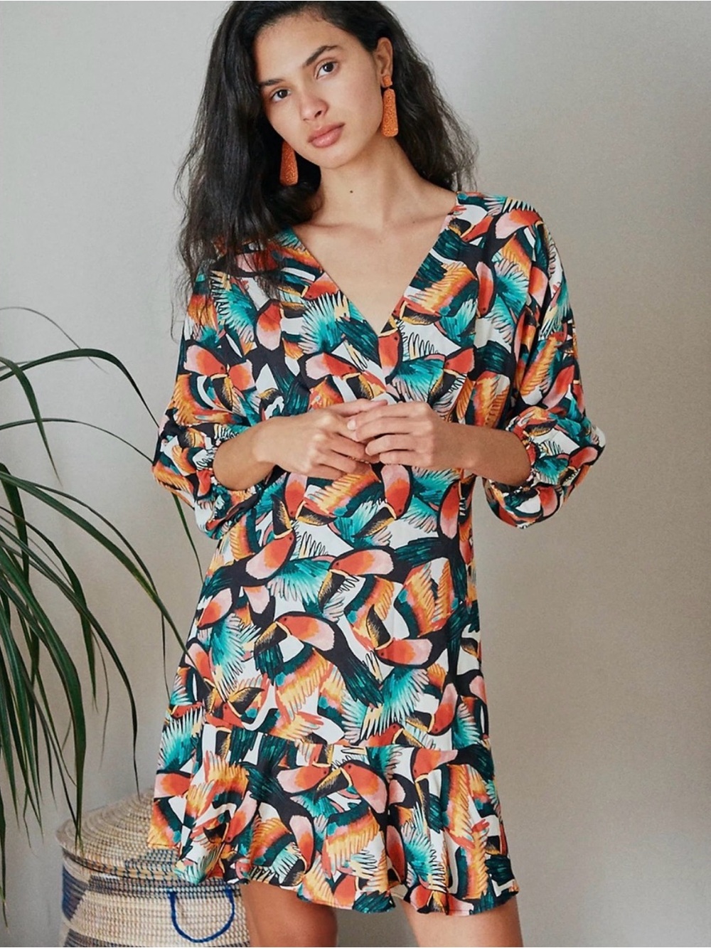 FARM Rio Multicolor Toucan Tropical Dress NWT